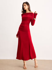 Askılı Volanlı Uzun Kollu Elbise