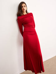 Askılı Volanlı Uzun Kollu Elbise