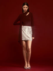 Şal Detaylı Sade Triko Üst