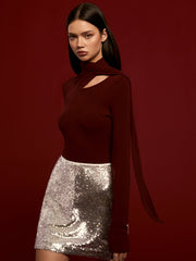 Şal Detaylı Sade Triko Üst