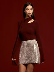 Şal Detaylı Sade Triko Üst