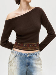 Asimetrik Kısa Triko Üst