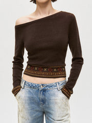 Asimetrik Kısa Triko Üst