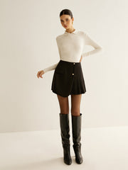 Asimetrik Fermuarlı Plise Etek