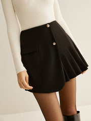 Asimetrik Fermuarlı Plise Etek
