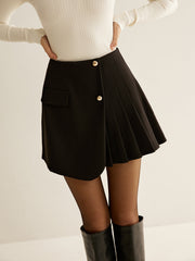 Asimetrik Fermuarlı Plise Etek