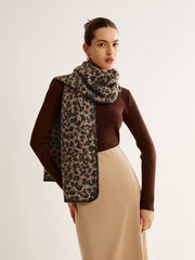 Leopar Desenli Peluş Şal