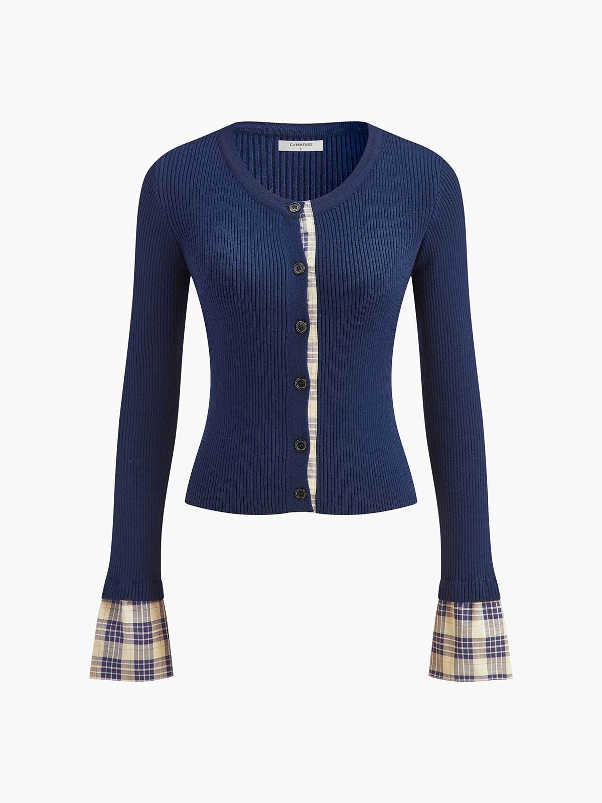 Renkli Blok Desenli Düğmeli Hırka