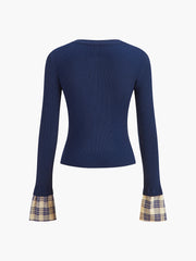 Renkli Blok Desenli Düğmeli Hırka