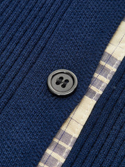 Renkli Blok Desenli Düğmeli Hırka