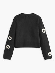 Kısa Düğmeli Jakarlı Kardigan