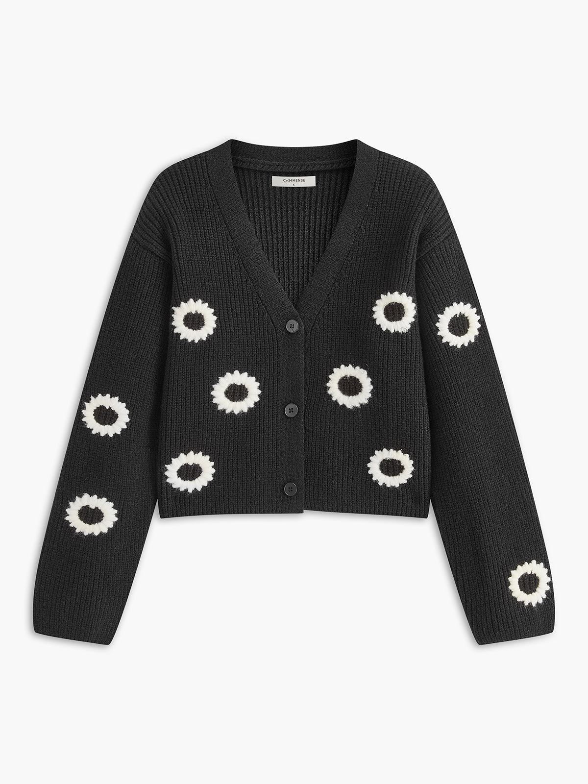 Kısa Düğmeli Jakarlı Kardigan