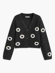 Kısa Düğmeli Jakarlı Kardigan