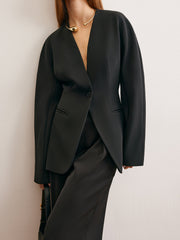 Kullanışlı Bel Düğmeli Ceket