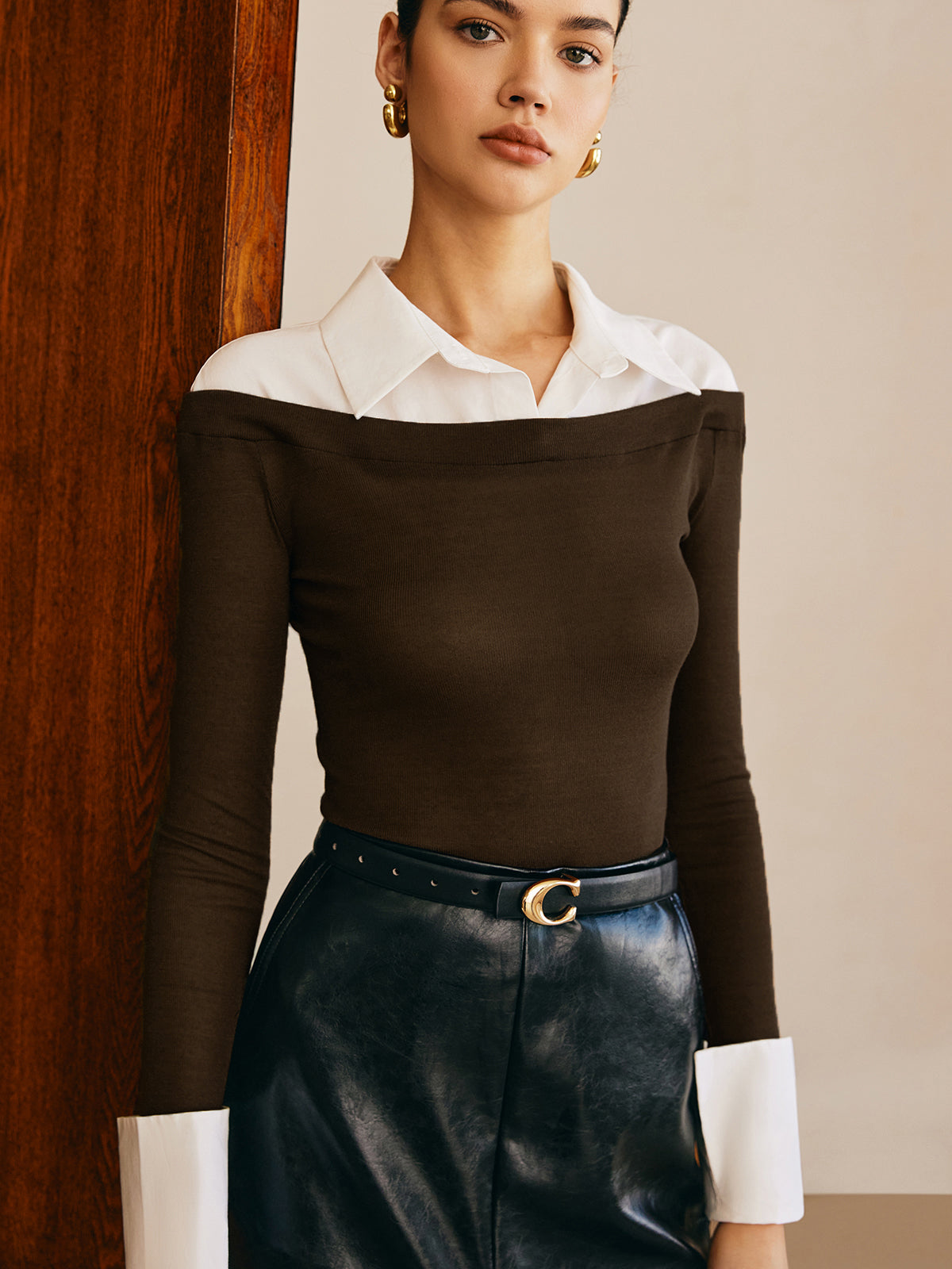 Yarı Şeffaf Panelli Jersey Slim Üst