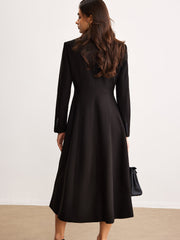 Düğmeli Yaka Uzun Ceket