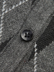 Rombik Desenli Kemerli Düğmeli Hırka