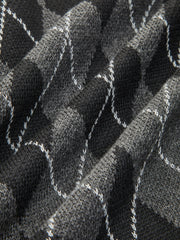 Rombik Desenli Kemerli Düğmeli Hırka