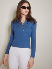 Asimetrik Göğüslü Dar Kesim Kazak