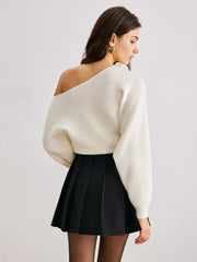 Üç Boyutlu Çiçekli Soğuk Omuzlu Kazak