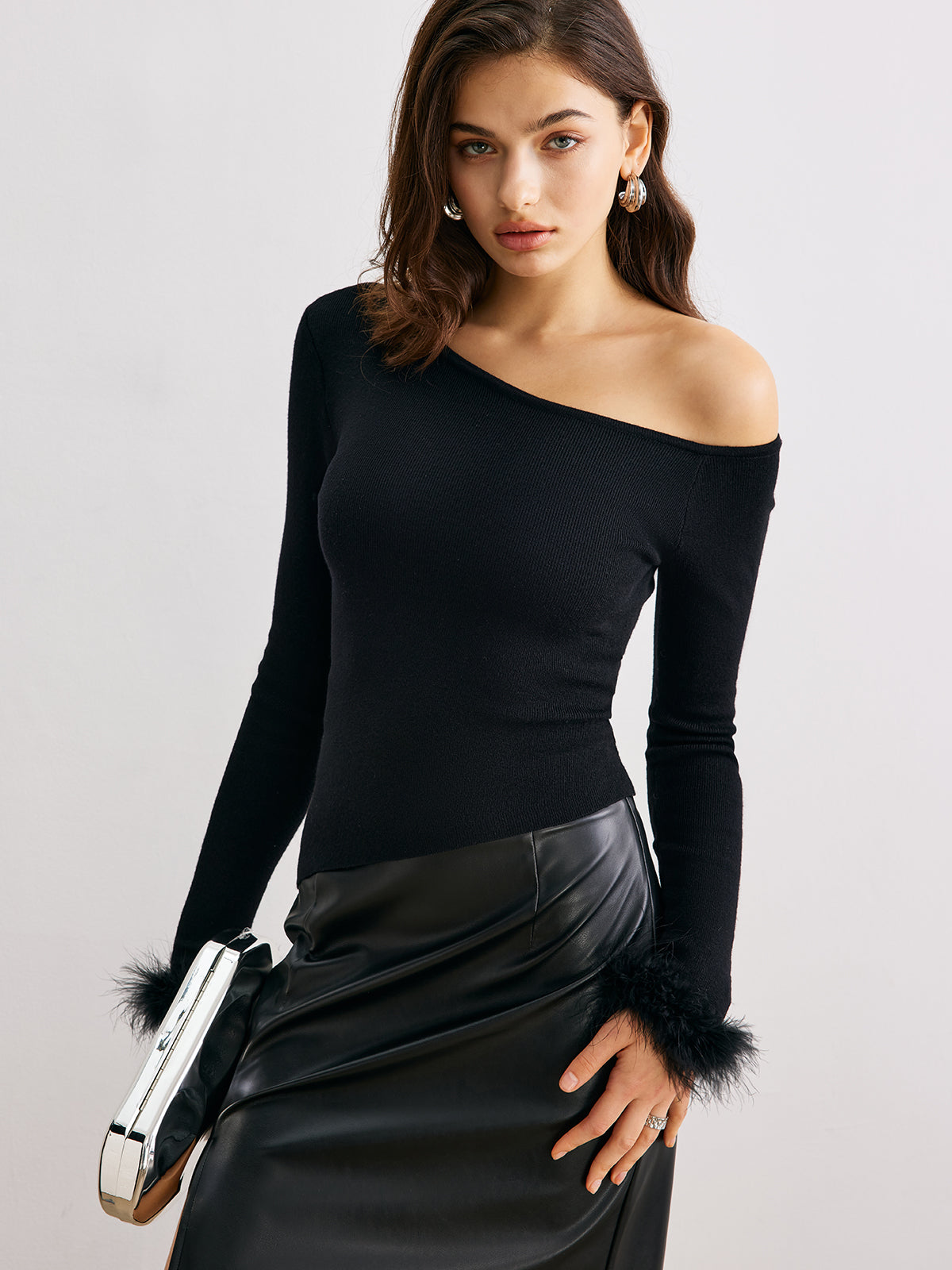 Kaşmir Dar Kesim Asimetrik Yaka Kazak