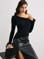 Kaşmir Dar Kesim Asimetrik Yaka Kazak