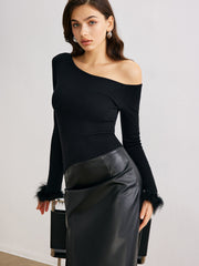 Kaşmir Dar Kesim Asimetrik Yaka Kazak