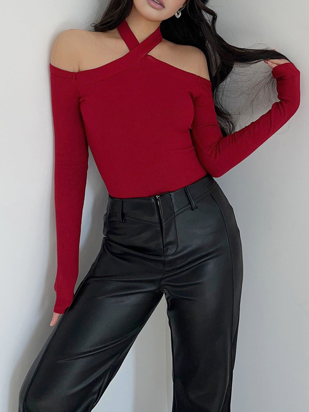 Çapraz Yaka Ribana Üst