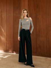 Asimetrik Düğüm Detaylı İnce Bluz