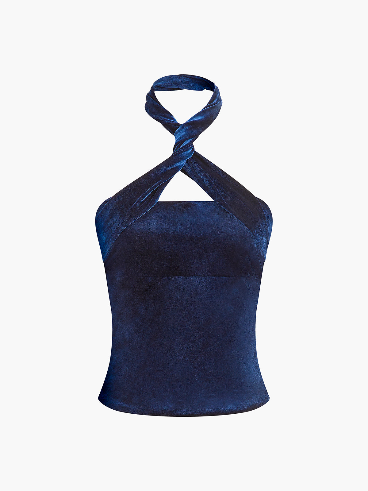 Kadife Fermuarlı Halter Üst