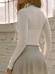 Dik Yaka Triko Uzun Kollu Üst