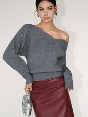 Asimetrik Çapraz Desenli Örgü Kazak