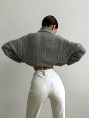 Kablo Örgülü Yüksek Yaka Kazak