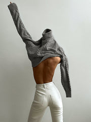 Kablo Örgülü Yüksek Yaka Kazak