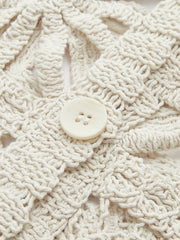 Kare Desenli Kroşe Hırka Önden Açık