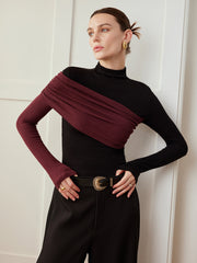 Renk Bloklu Pileli Üst