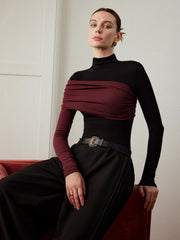 Renk Bloklu Pileli Üst