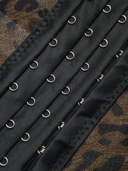 Leopar Desenli Yarı Şeffaf Korse