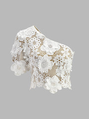 Asimetrik Çiçekli Üst ve Etek Seti