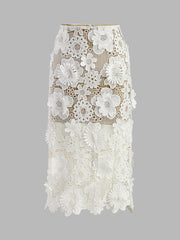 Asimetrik Çiçekli Üst ve Etek Seti