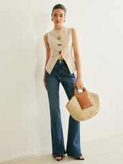 Metalik Detaylı Bölünmüş Yelek