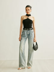 Yüzgeç Detaylı Ribanalı Halter Üst