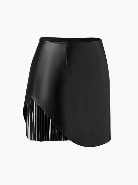 Deri Pileli Panel Etek