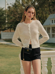 Krokodil Desenli Düğmeli Ön Hırka