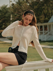 Krokodil Desenli Düğmeli Ön Hırka