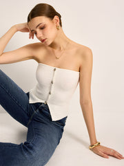 Ön Düğmeli Triko Üst Askısız