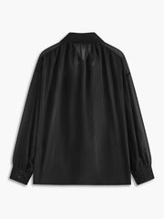Yarı Şeffaf Kravat Yakalı Bluz