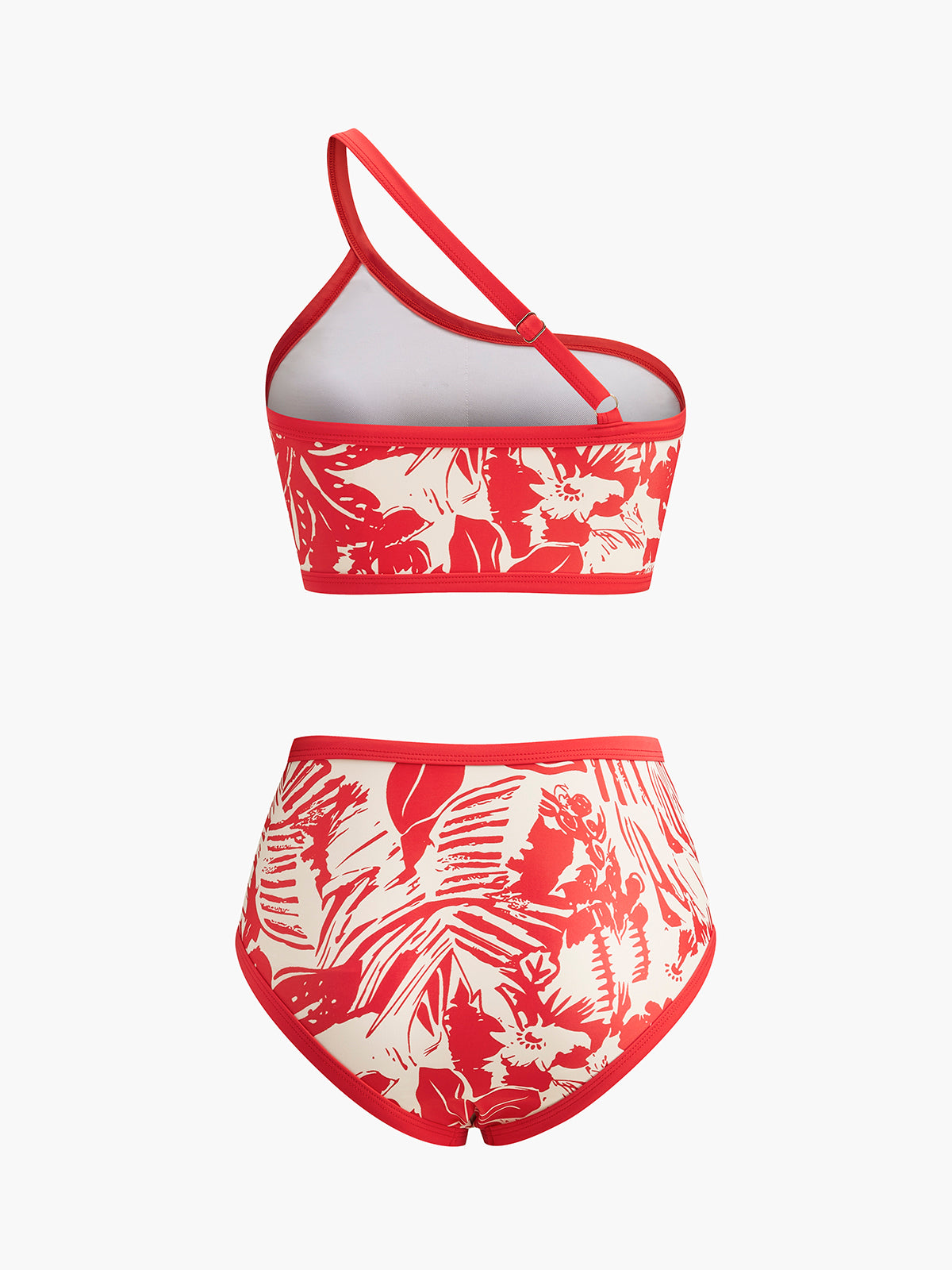 Tek Omuzlu Tropikal Baskılı Bikini Takımı