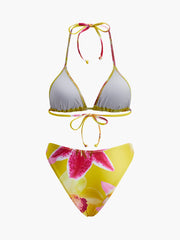 Çiçek Desenli Jarse Bikini Takımı