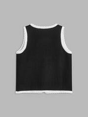 Kenar Detaylı Bağcıklı Yelek